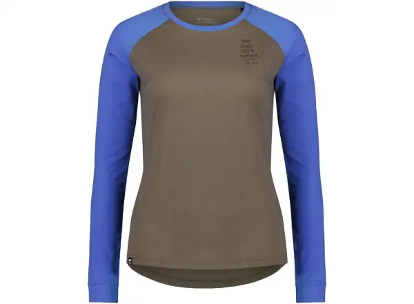 Mons Royale Icon Raglan Frauen Langarmshirt Walnuss/Kornblume