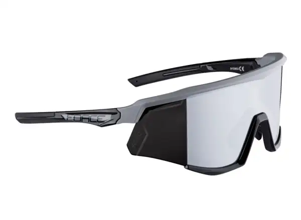 Force Sonic Fahrradbrille grau/schwarz, schwarze verspiegelte Gläser.