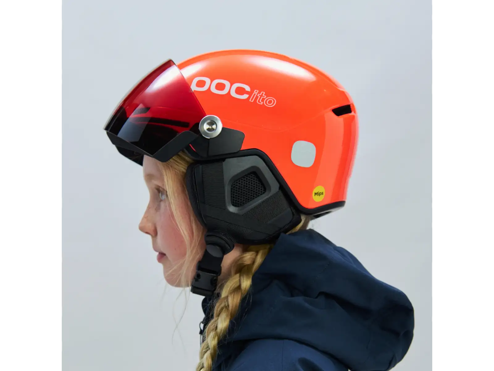 POC POCito Obex Visor Kinder Skihelm Fluoreszierendes Orange
