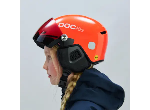 POC POCito Obex Visor Kinder Skihelm Fluoreszierendes Orange