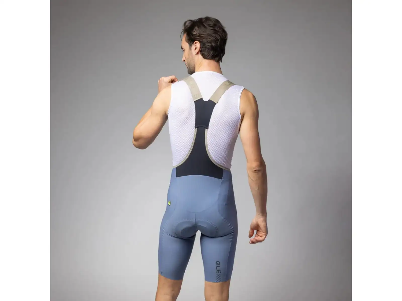 Alé PR-E Master 2.0 Herren-Shorts mit Einsatz und Hosenträgern Steel Blue