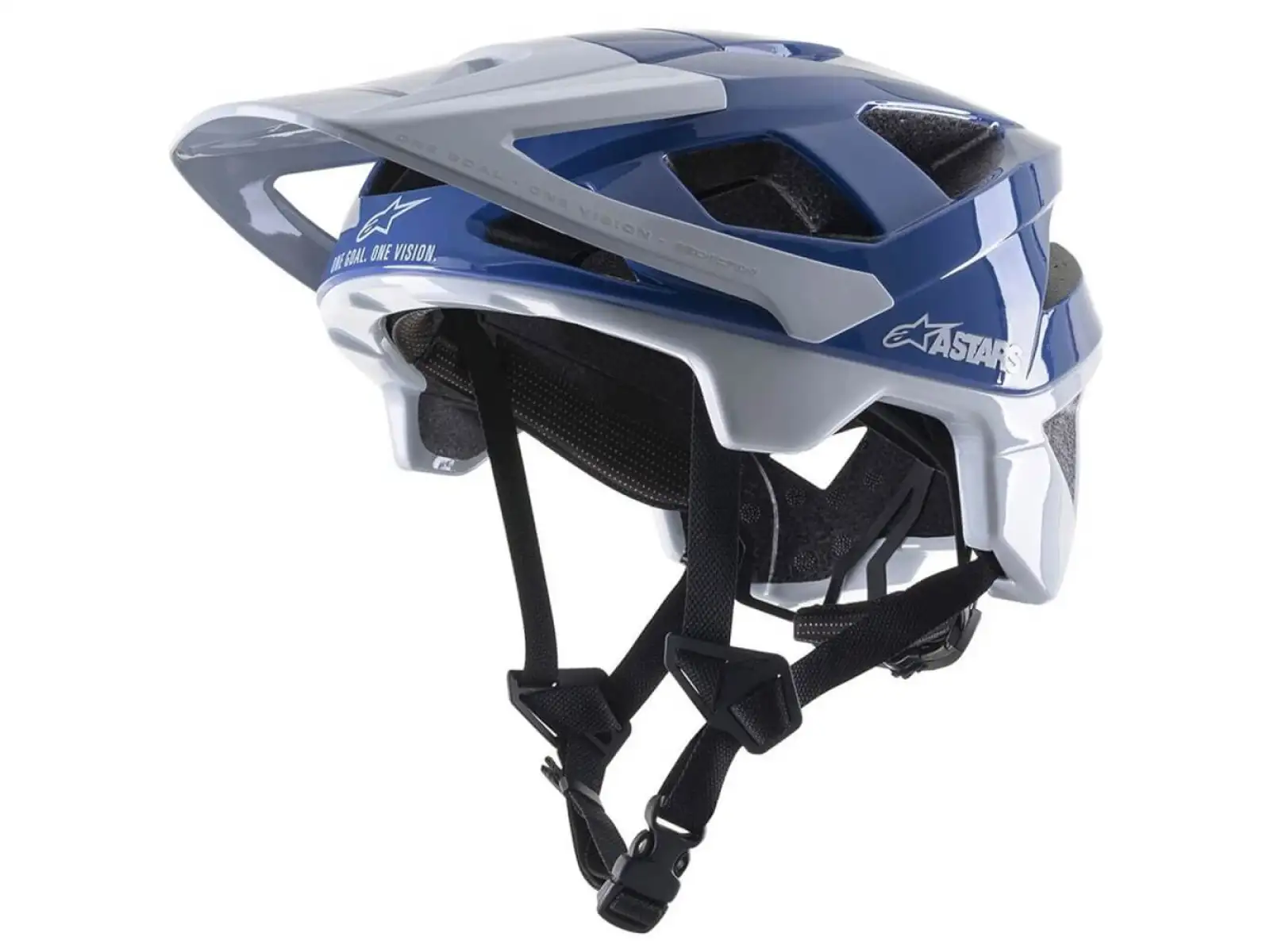Alpinestars Vector Pro A1 Enduro Helm Blau/Hellgrau glänzend
