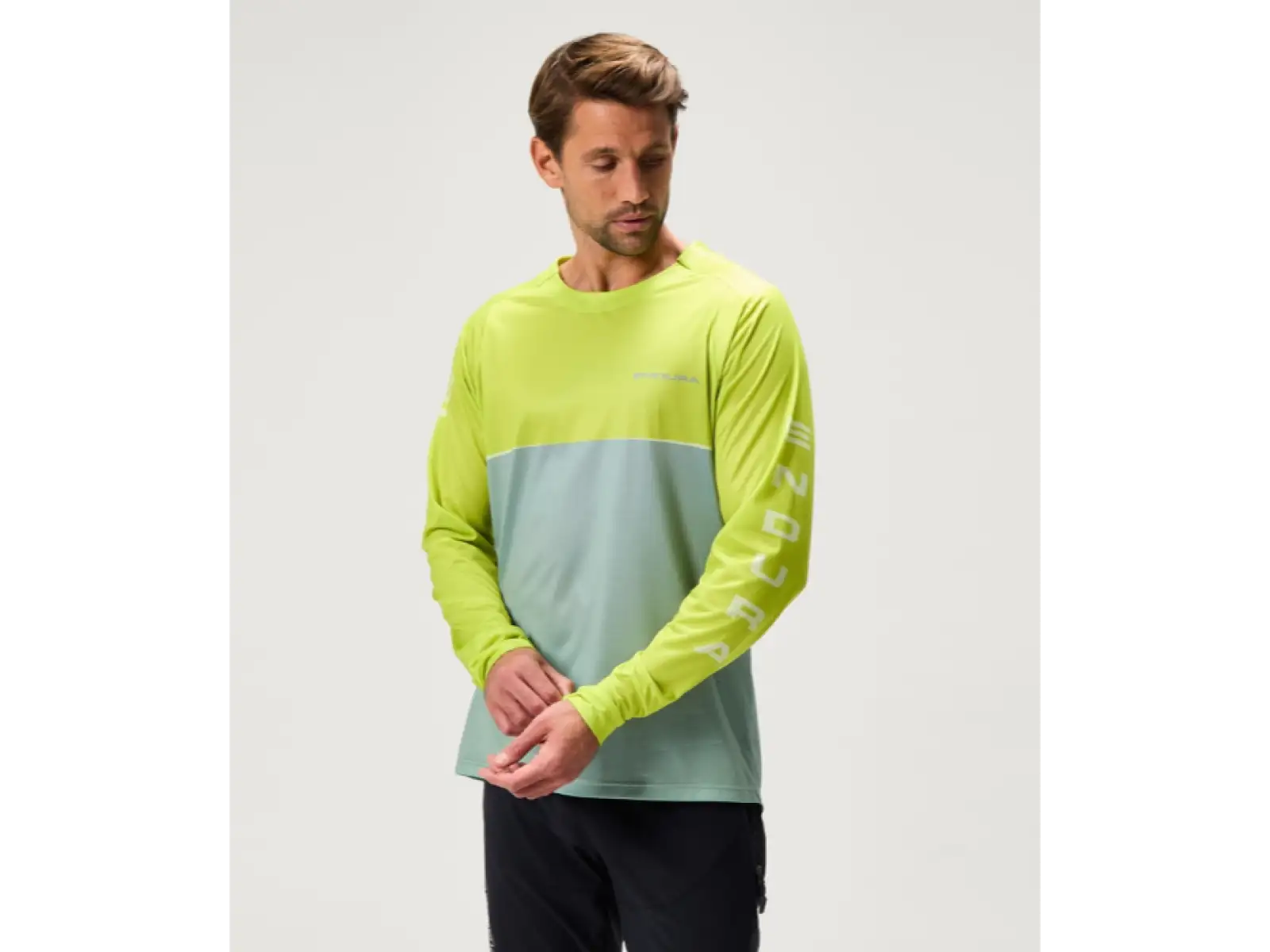 Endura Singletrack Core Printed Tee Herren Trikot Langarm – Lime Green