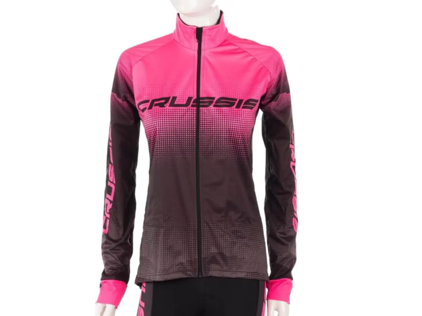 Crussis No-Wind Damen Radjacke schwarz/rosa