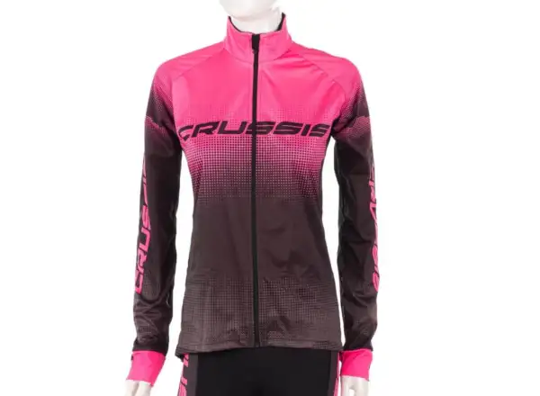 Crussis No-Wind Damen Radjacke schwarz/rosa