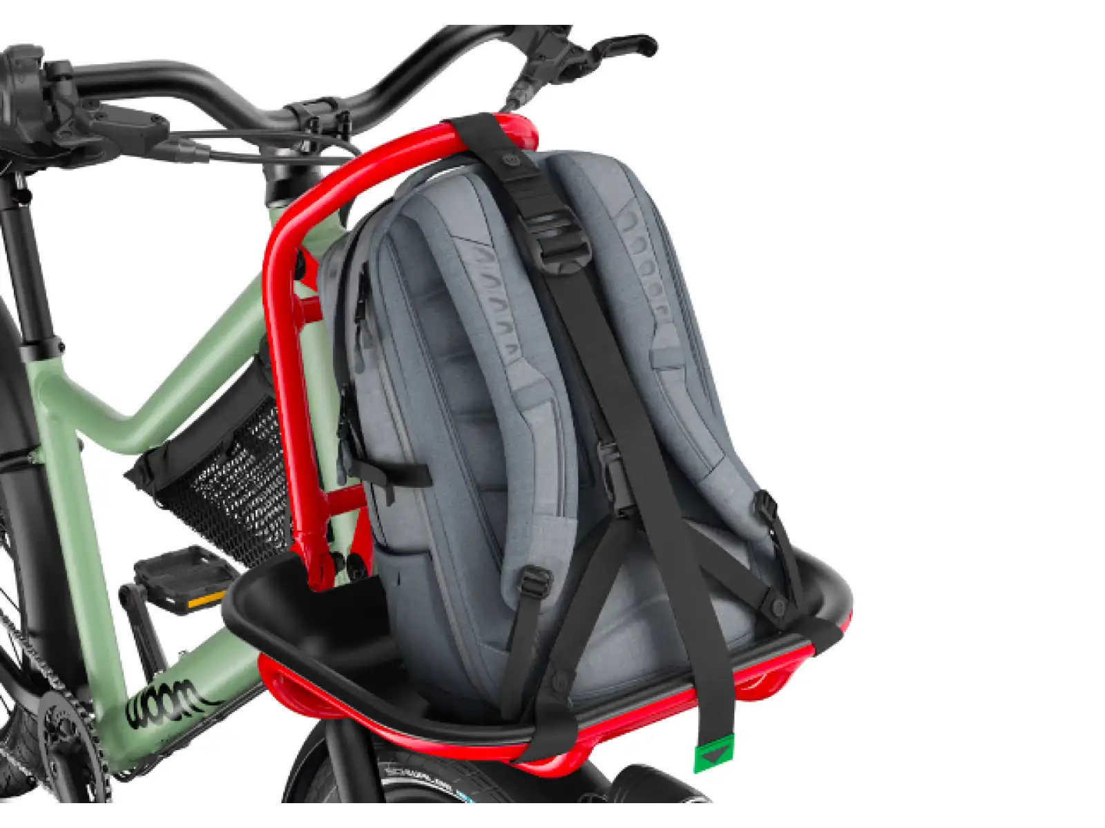 Woom 4 JETZT Kinderfahrrad 16" Moosgrün/Formula Rot