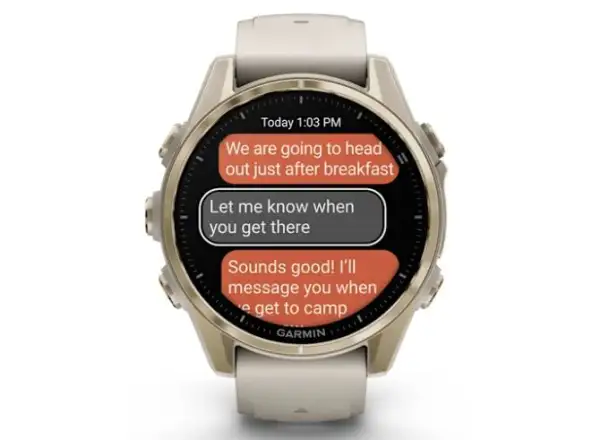 Garmin fenix 8 - 43 mm AMOLED Saphir Smartwatch Soft Gold Fog grey.