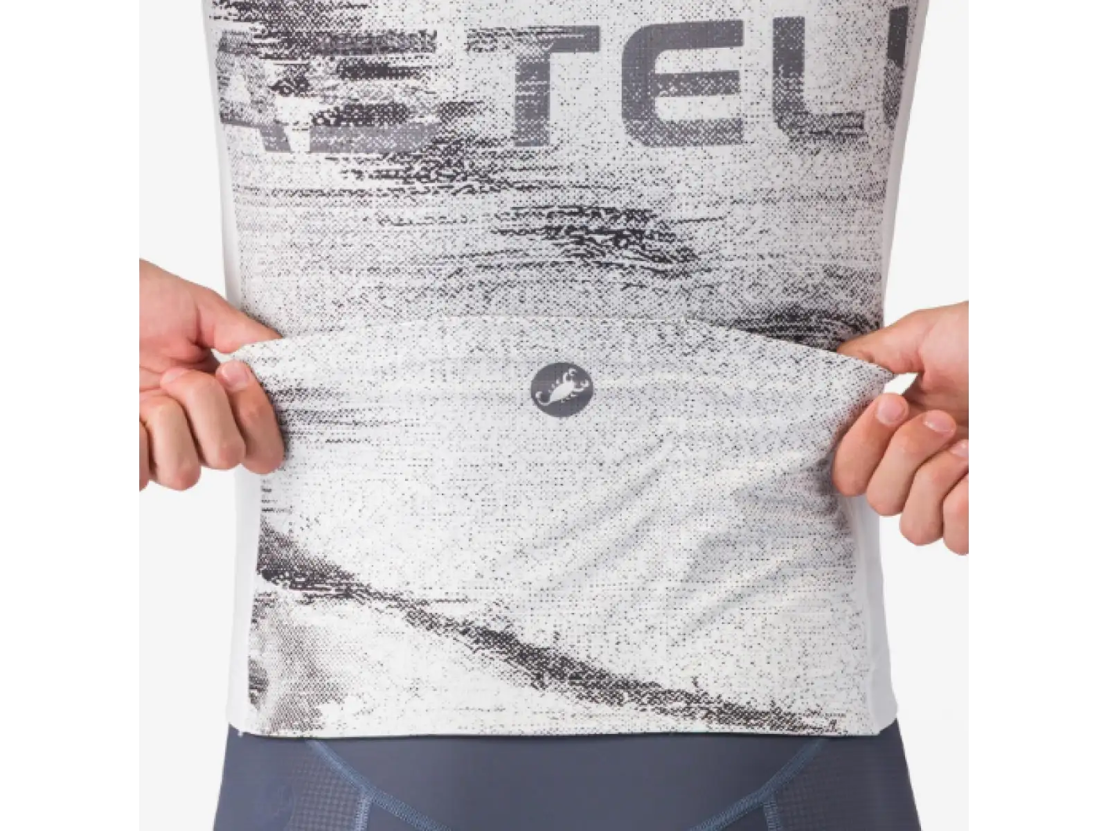 Castelli Stratus Logo Herrentrikot Kurzarm White/Smoky Gray