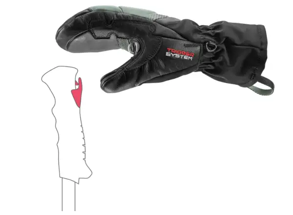 Leki Griffin Base 3D Women Mitt Damen Fäustlinge Black-Dusty Green