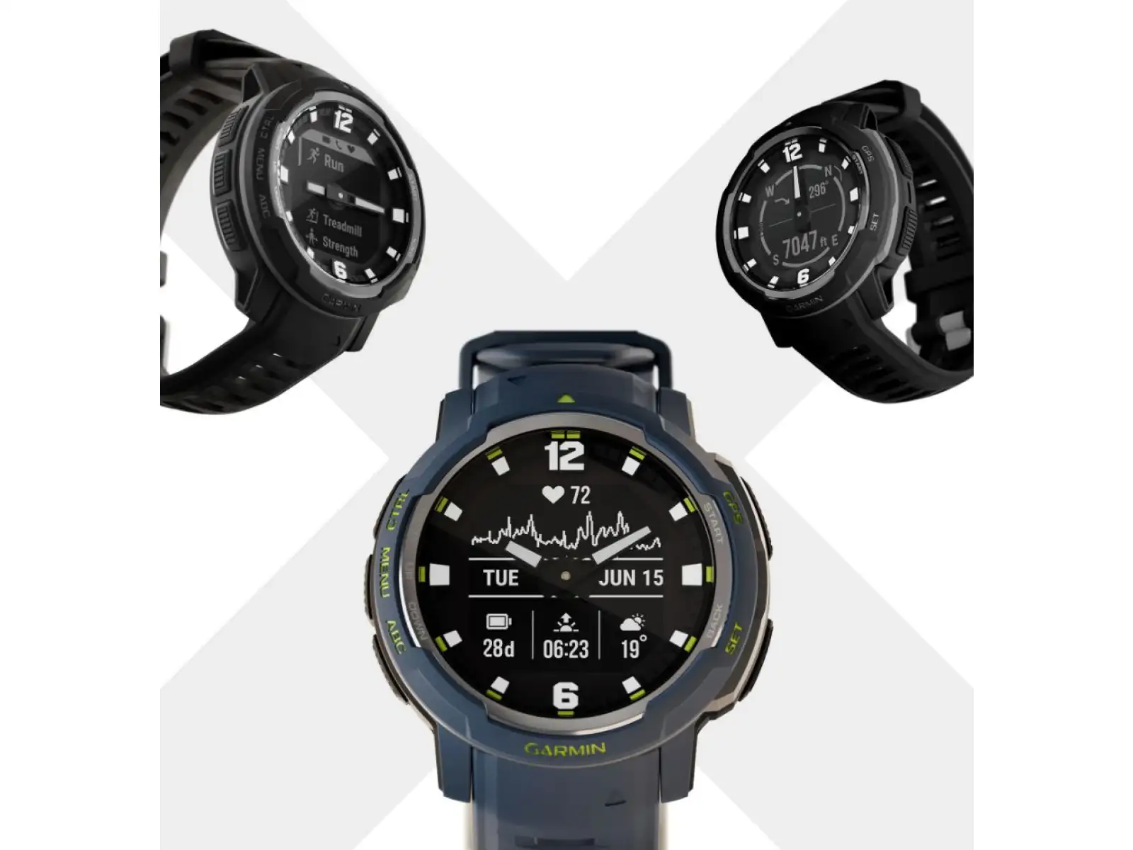 Garmin Instinct Crossover Standard Edition Smartwatch Blue Granite