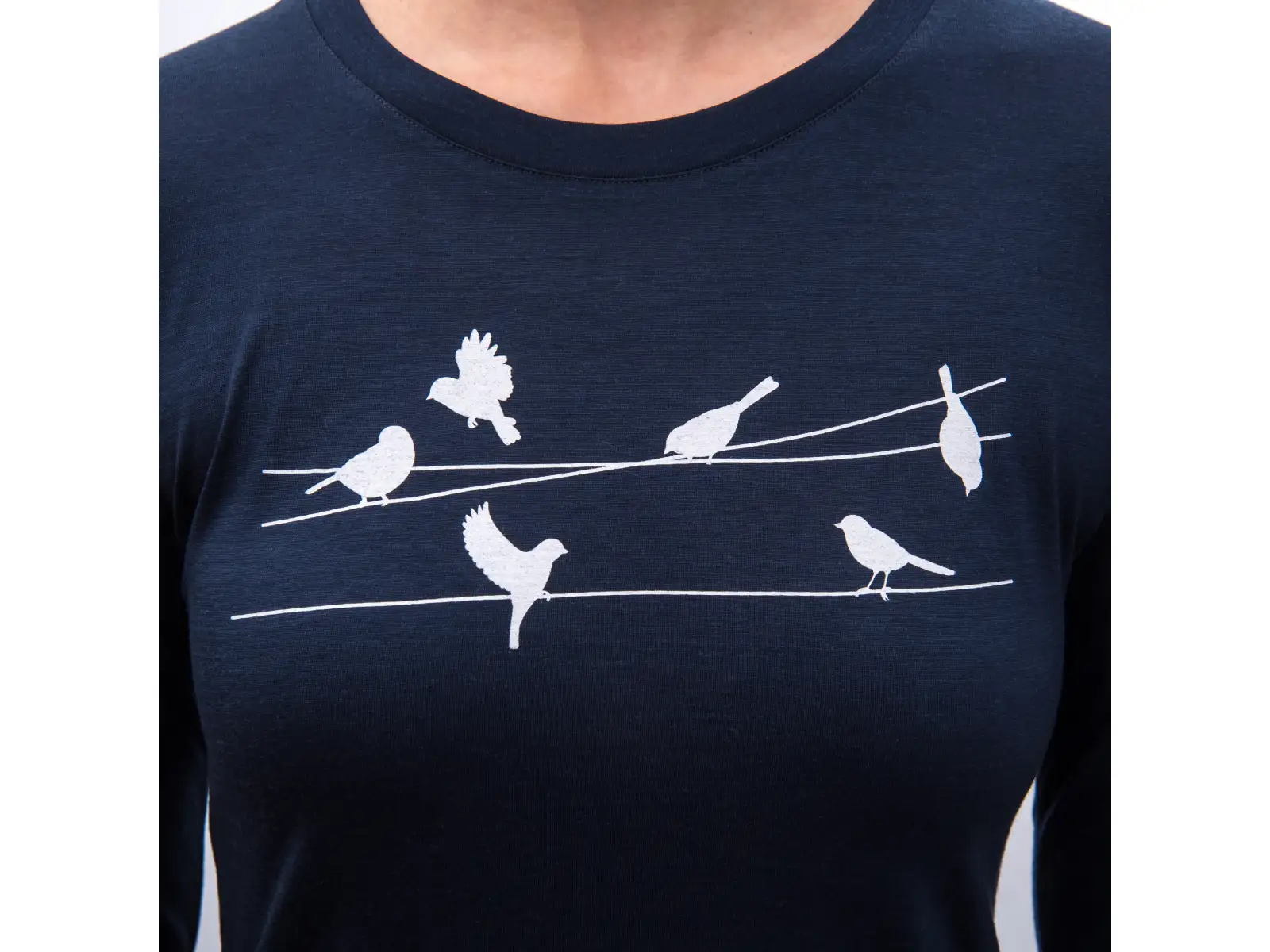Sensor Merino Active Songbirds Damen Langarmshirt Deep Blue