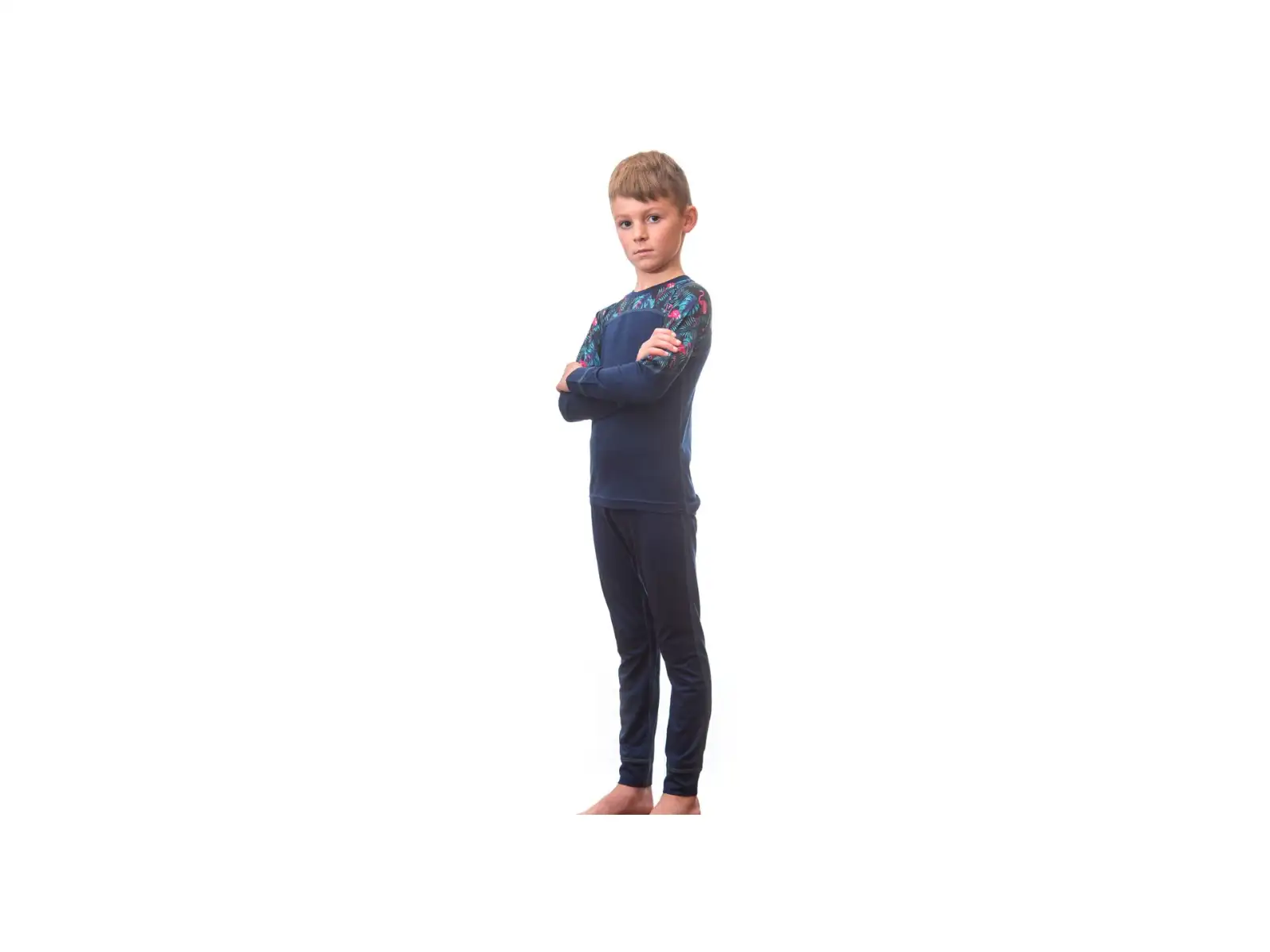 Sensor Merino Impress Set Kinder Langarmshirt + Hosen deep Blue/Floral