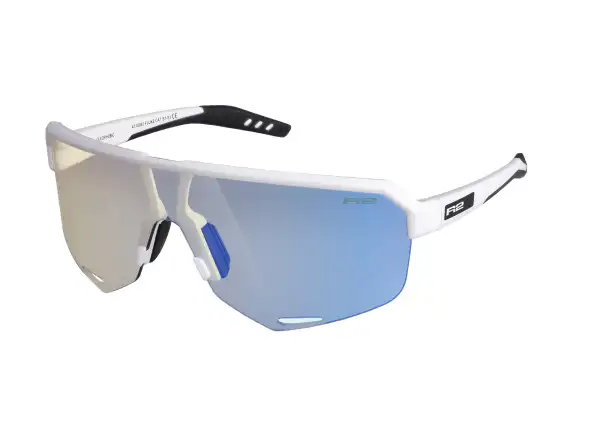 R2 Fluke Sonnenbrille glänzend weiß/fotochromatisch grau/blauer Chrom