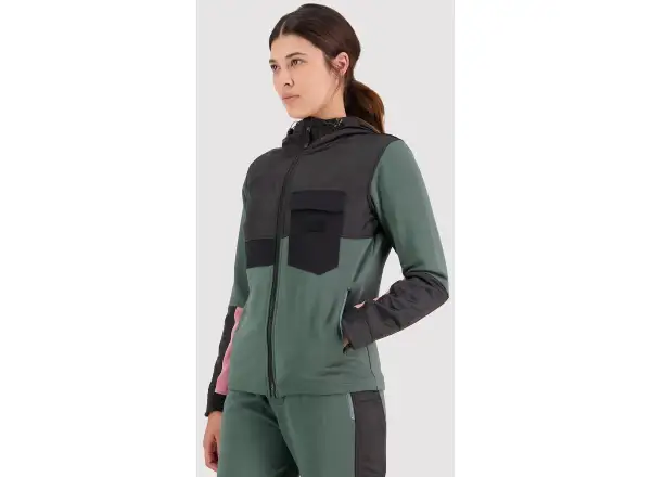 Damen Hoodie Mons Royale Decade Mid in Burnt Sage/Schwarz