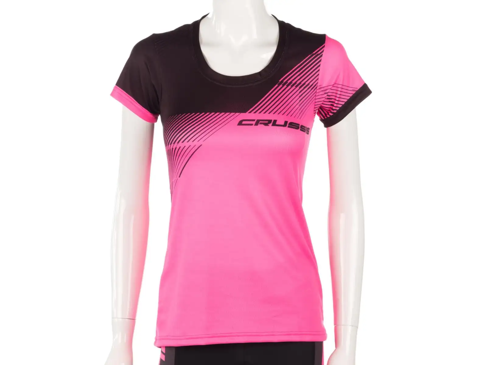 Crussis Damen Funktions-T-Shirt Kurzarm Rosa/Schwarz
