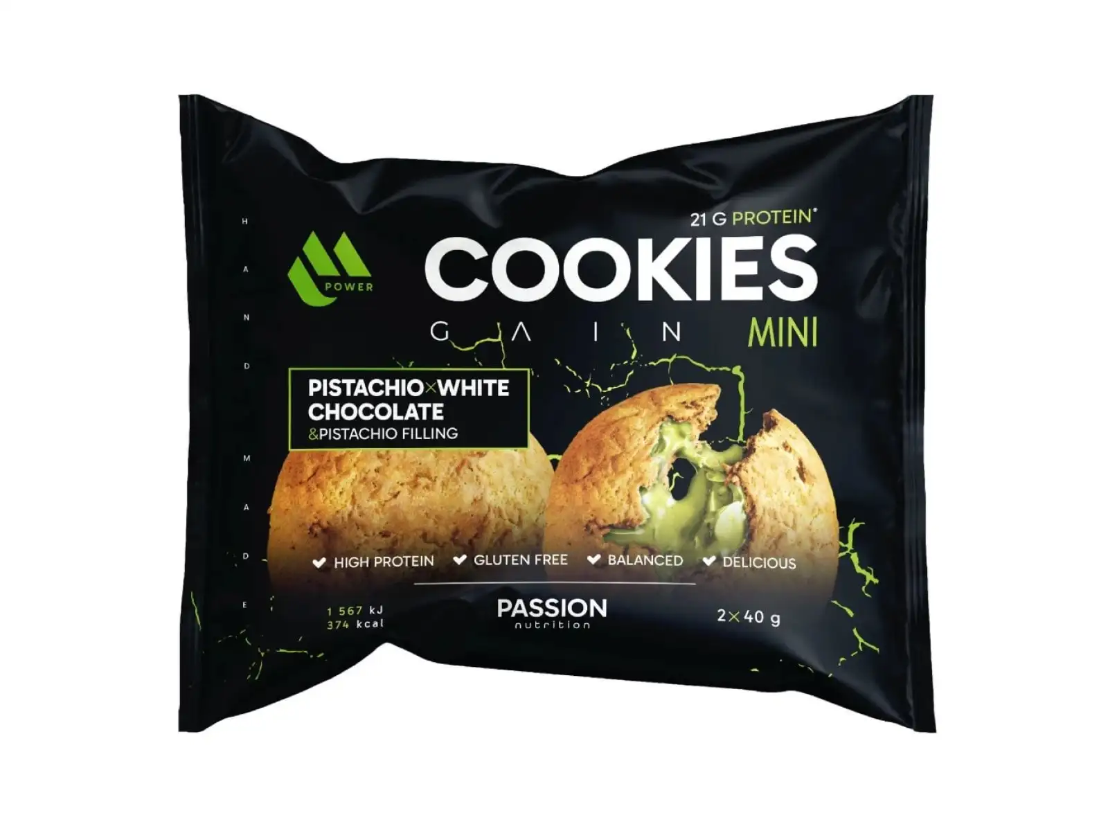 Passion MPower Cookie Gain 75 g Pistazie mit weißer Schokolade Pistazienfüllung