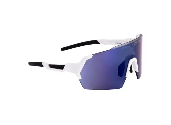 Force Electra Brille in Weiß mit blau verspiegelten Gläsern.