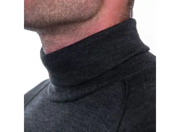 Sensor Merino Bold Neck Herren Langarmshirt Anthracite Gray
