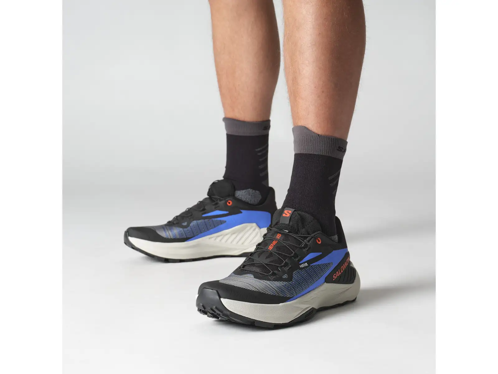 Salomon Genesis Herren Laufschuhe Black/French Blue/Cherry Tomato