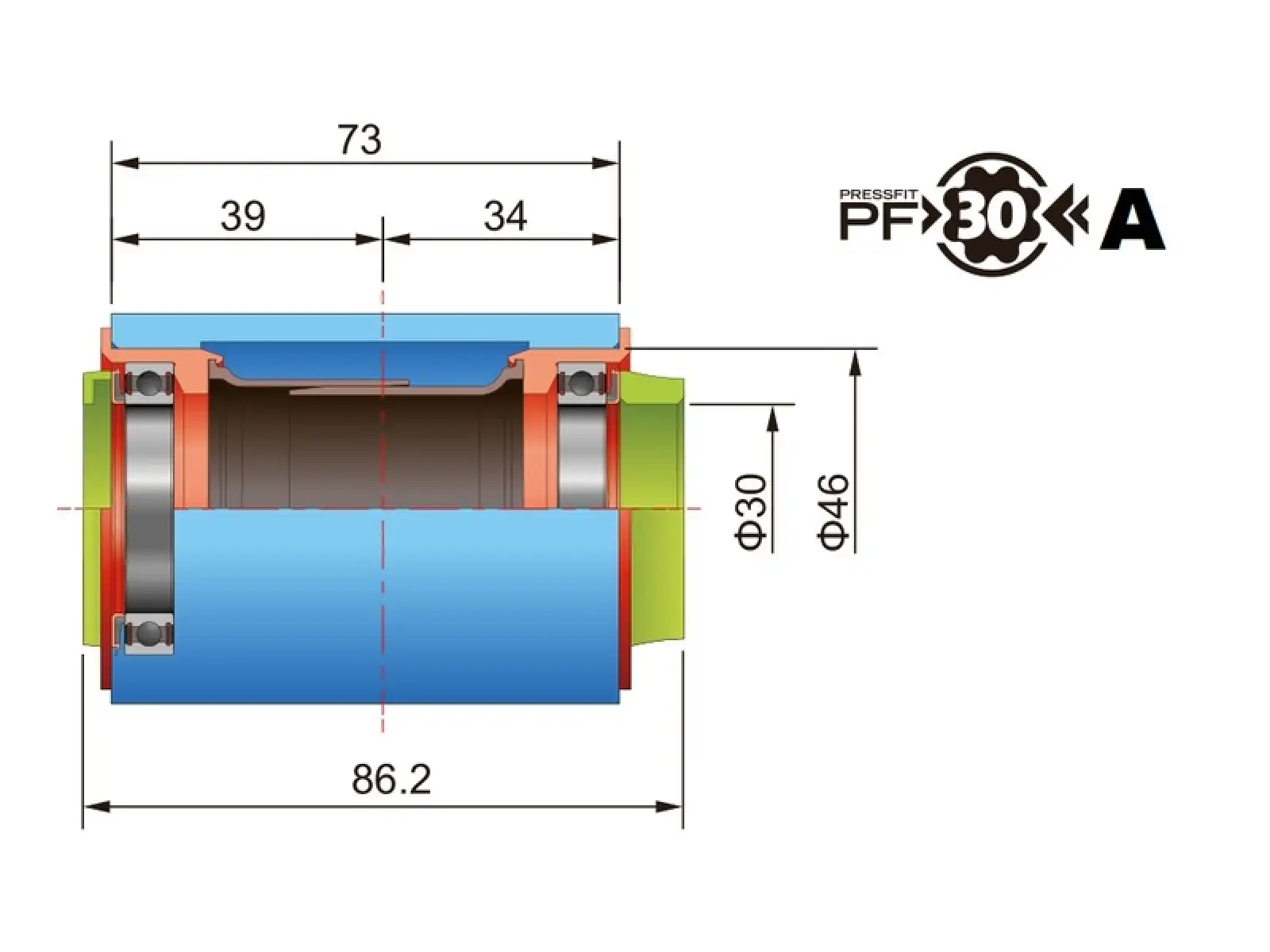 FSA Adapter für BB-30A/PF-30A Rahmen und FSA 386EVO Kurbeln.