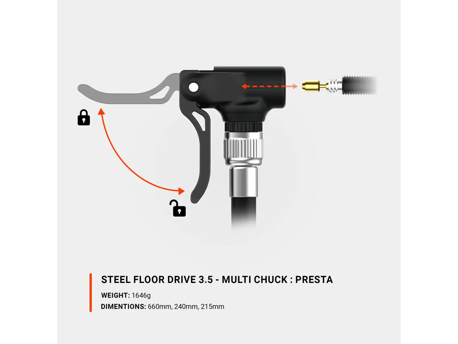 Lezyne Steel Floor Drive 3.5 Presta Werkstattpumpe