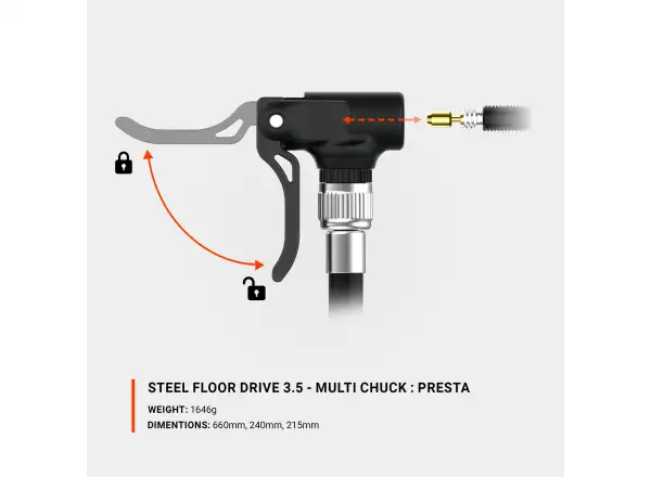 Lezyne Steel Floor Drive 3.5 Presta Werkstattpumpe