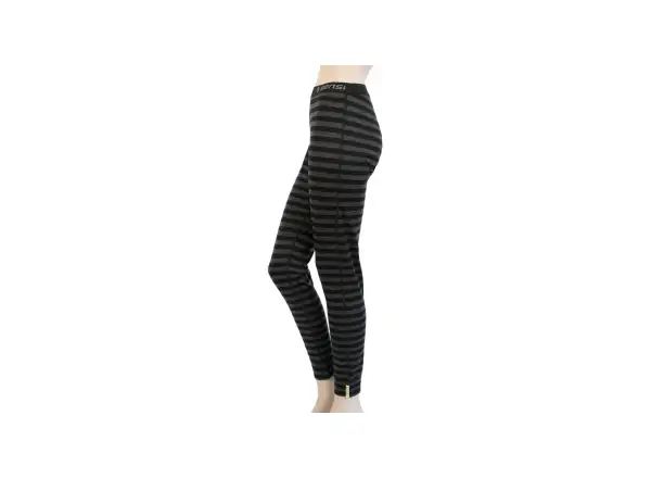 Sensor Merino Active Damen Leggings Schwarz/Grau Streifen