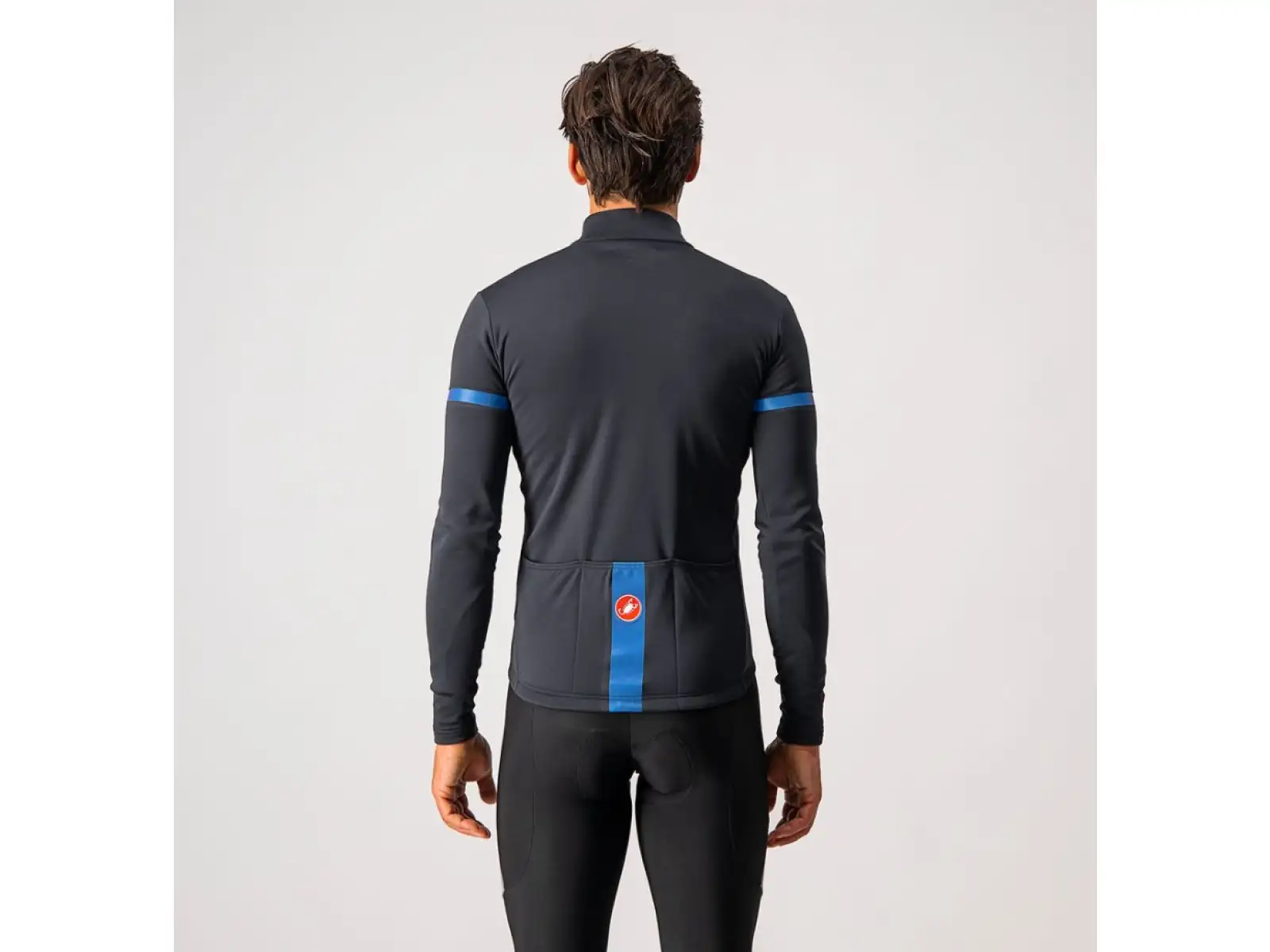 Castelli Fondo 2 Herren Radtrikot Langarm Light Black/Blue Reflex