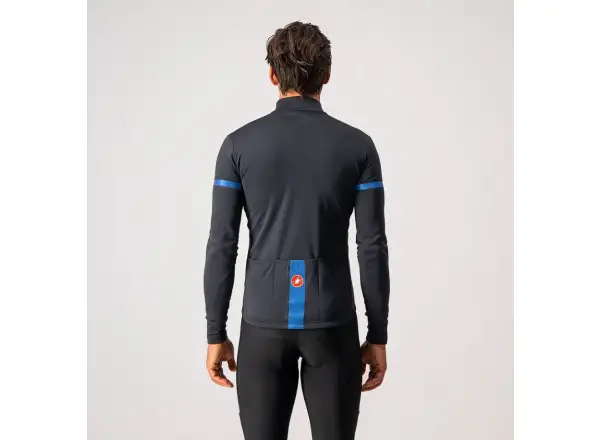 Castelli Fondo 2 Herren Radtrikot Langarm Light Black/Blue Reflex
