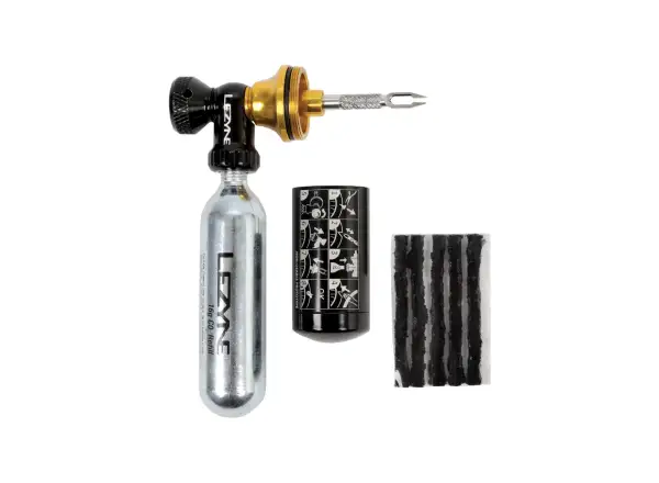 Lezyne Tubeless CO2 Reparaturset für schlauchlose Reifen mit Blaster Black Kartusche.